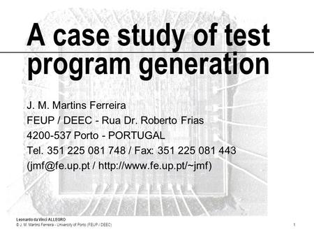 A case study of test program generation