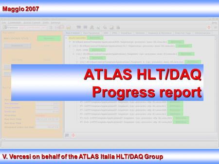 ATLAS HLT/DAQ Progress report V. Vercesi on behalf of the ATLAS Italia HLT/DAQ Group Maggio 2007.