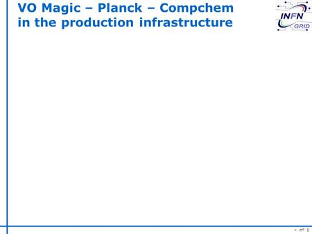 – n° 1 VO Magic – Planck – Compchem in the production infrastructure.