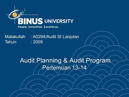 Audit Planning & Audit Program Pertemuan 13-14