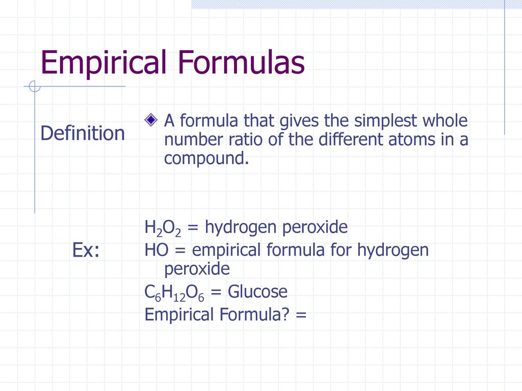 Empirical Formulas Definition Ex: - ppt download