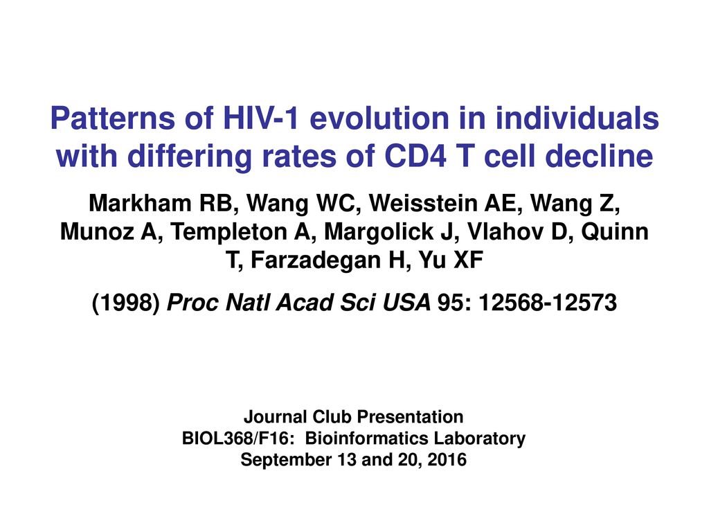 Journal Club Presentation Biol368 F16 Bioinformatics Laboratory Ppt Download