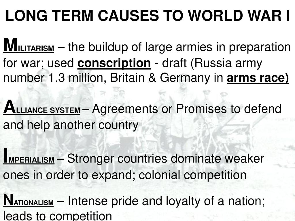 LONG TERM CAUSES TO WORLD WAR I - ppt video online download
