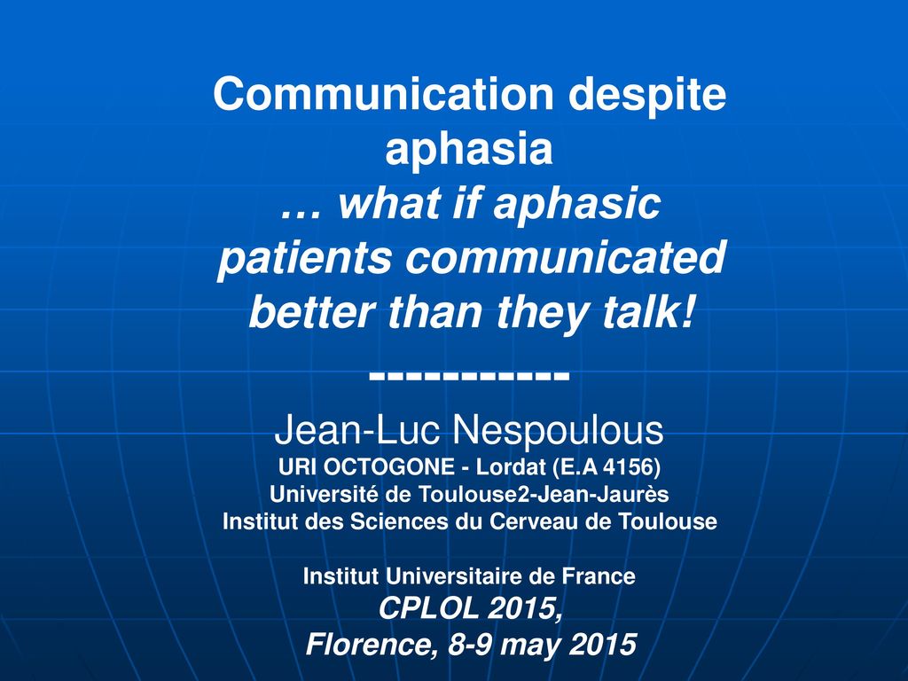 Communication despite aphasia - ppt video online download