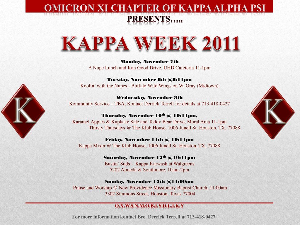KAPPA WEEK 2011 Omicron Xi Chapter of Kappa Alpha Psi Presents….. - ppt  download