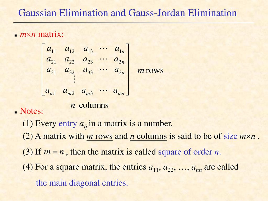 Gaussian Elimination Gauss-Jordan Elimination - ppt download