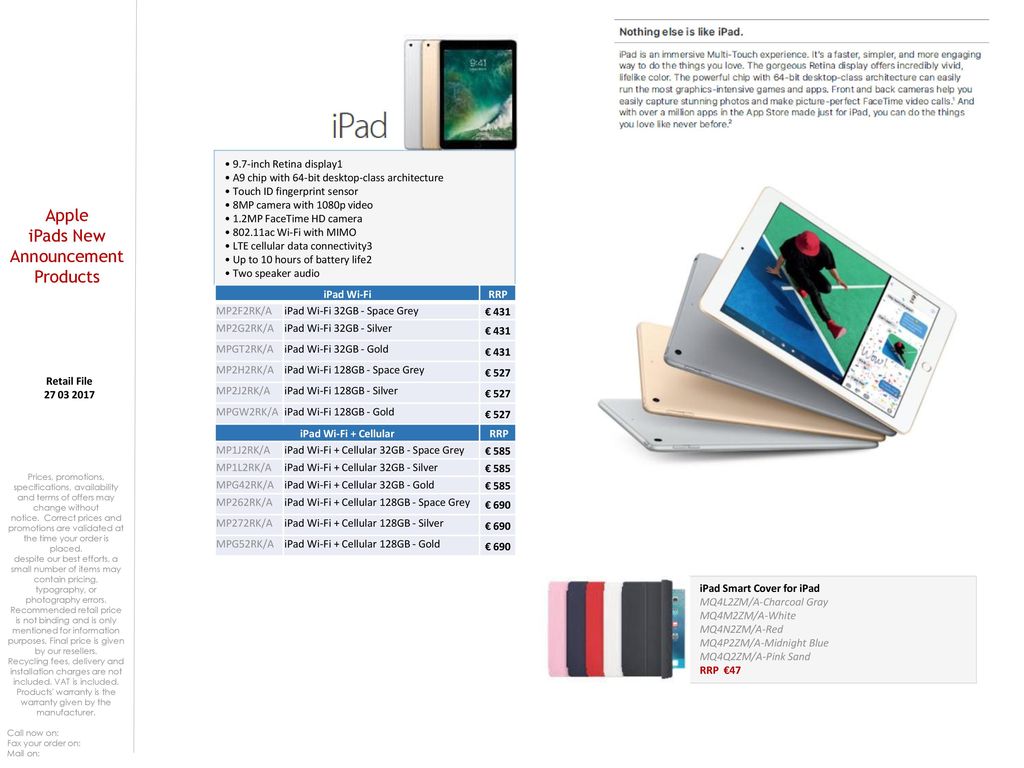 Apple iPads New Announcement Products • 9.7-inch Retina display1 - ppt  download