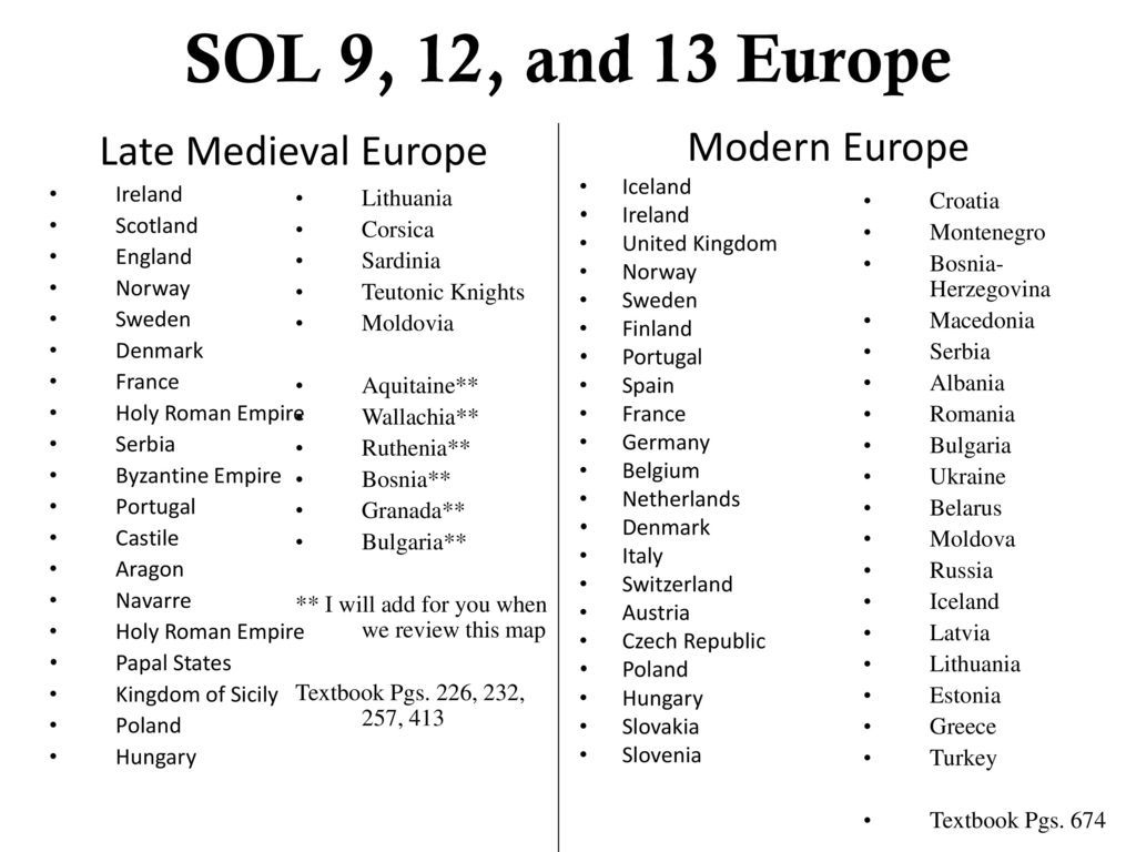 SOL 9, 12, and 13 Europe Late Medieval Europe Modern Europe Ireland - ppt  download