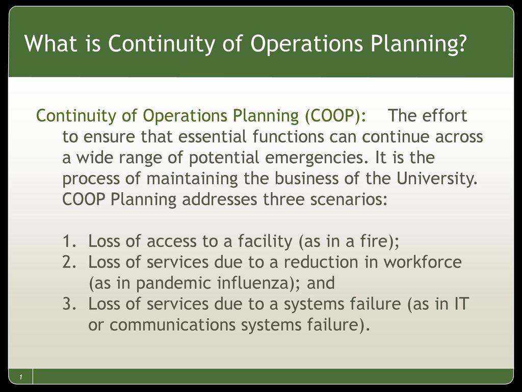 What is Continuity of Operations Planning? - ppt download