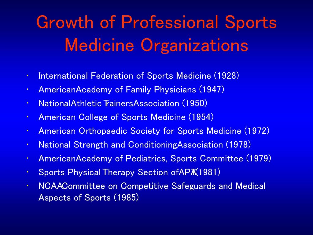 Growth of Professional Sports Medicine Organizations - ppt download