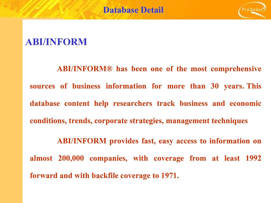 ABI/INFORM Database Detail - ppt download