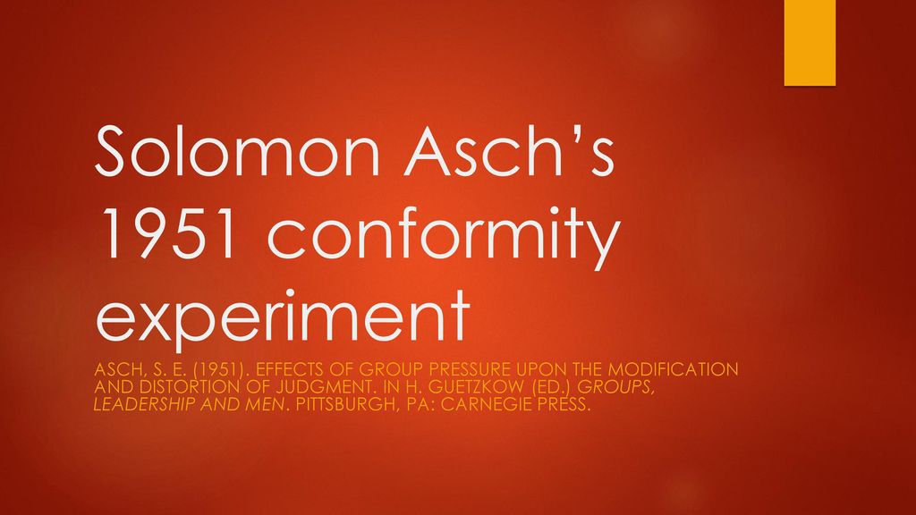 Solomon Asch's 1951 conformity experiment - ppt download