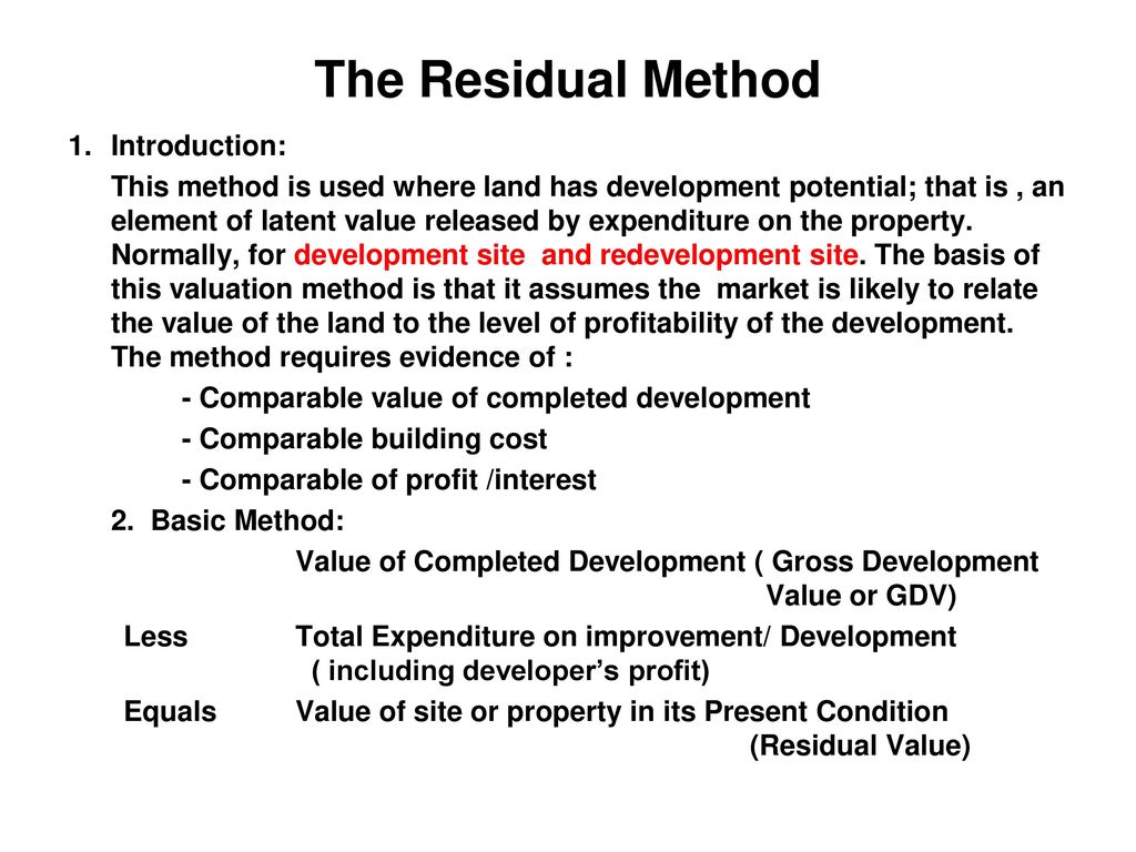 The Residual Method Introduction Ppt Download