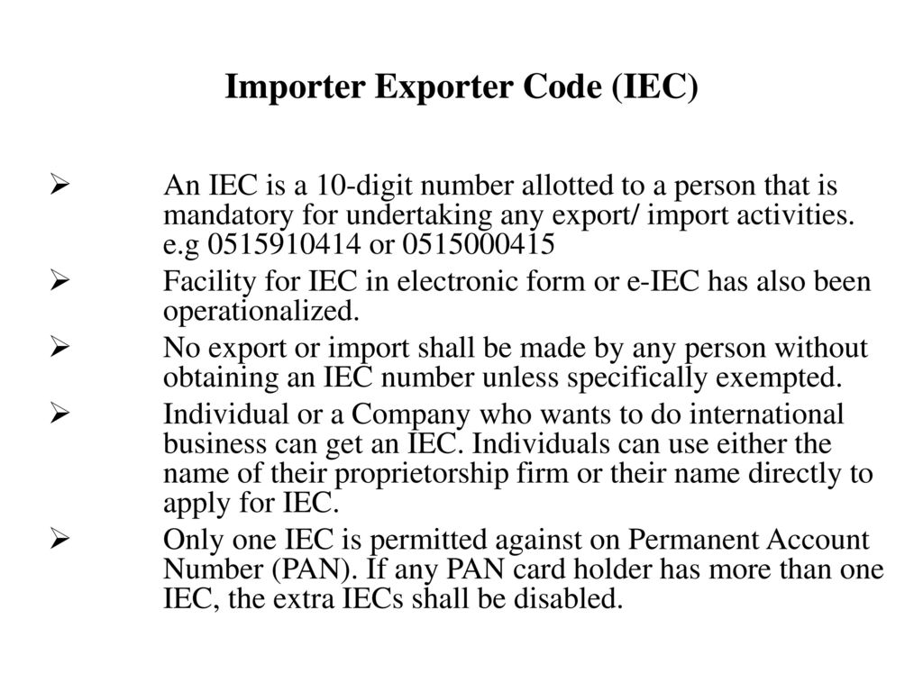 Importer Exporter Code (IEC) - ppt download