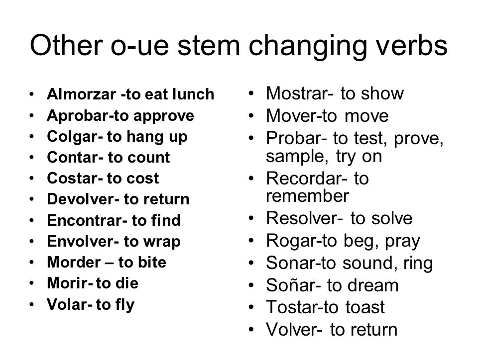 Other O Ue Stem Changing Verbs Ppt Download