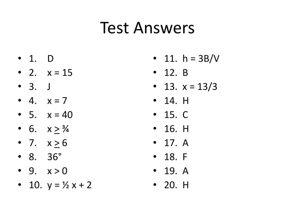 Test Answers 1 D 2 X J 4 X 7 5 X X Ppt Download