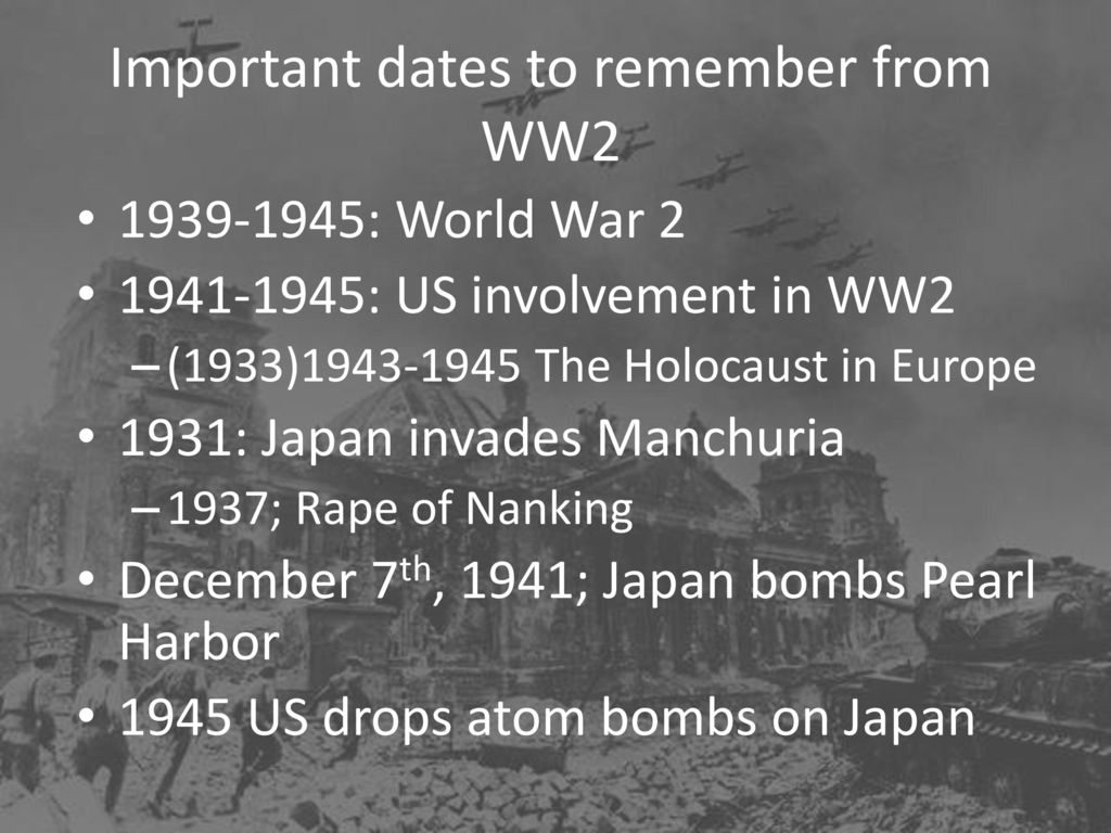 Important dates to remember from WW2 - ppt download