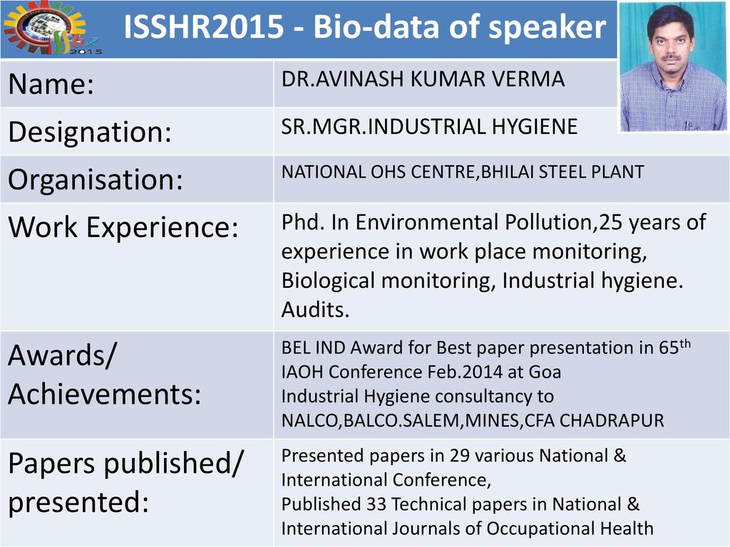 ISSHR Bio-data of speaker - ppt download