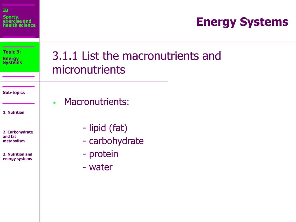 3 1 1 List The Macronutrients And Micronutrients Ppt Download