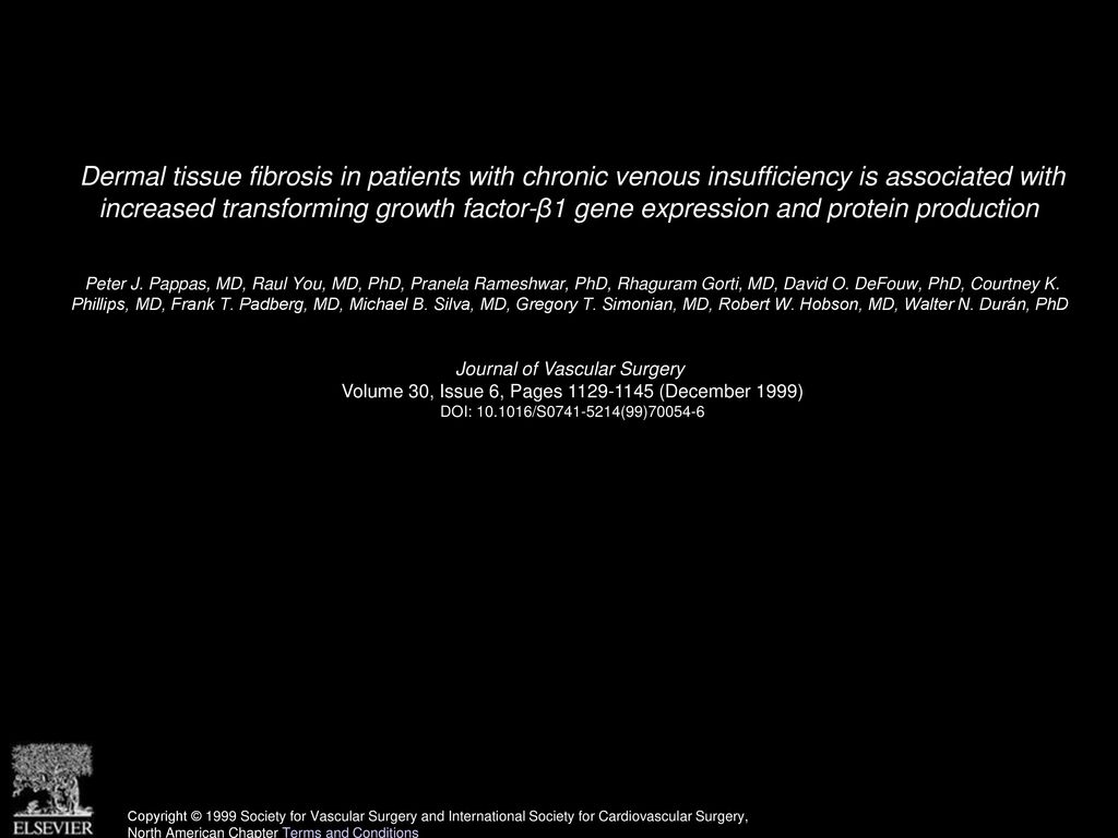 Dermal Tissue Fibrosis In Patients With Chronic Venous Insufficiency Is Associated With Increased Transforming Growth Factor B1 Gene Expression And Protein Ppt Download