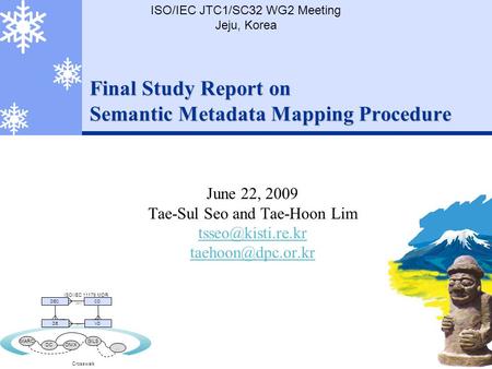 Final Study Report on Semantic Metadata Mapping Procedure June 22, 2009 Tae-Sul Seo and Tae-Hoon Lim  ISO/IEC JTC1/SC32.