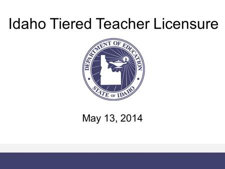 Idaho Tiered Teacher Licensure May 13, 2014. Vision for Tiered Teacher Licensure Attract and retain great teachers in Idaho Identify struggling teachers.