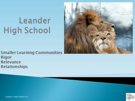 Smaller Learning Communities Rigor Relevance Relationships Leander High School SLC.