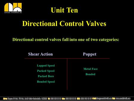 Unit Ten Directional Control Valves