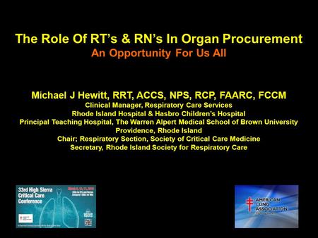 The Role Of RT’s & RN’s In Organ Procurement An Opportunity For Us All
