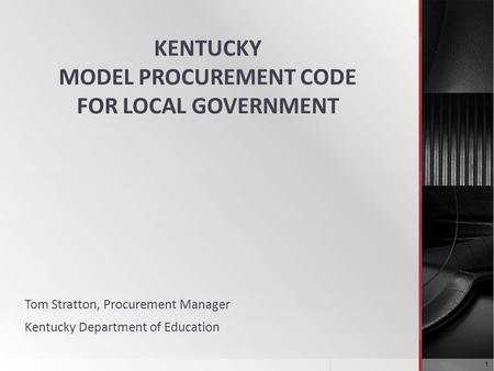 KENTUCKY MODEL PROCUREMENT CODE FOR LOCAL GOVERNMENT