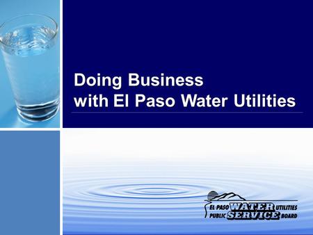 Doing Business with El Paso Water Utilities