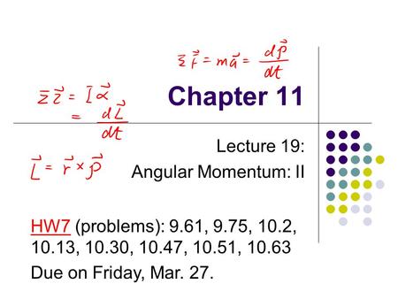 Lecture 19: Angular Momentum: II