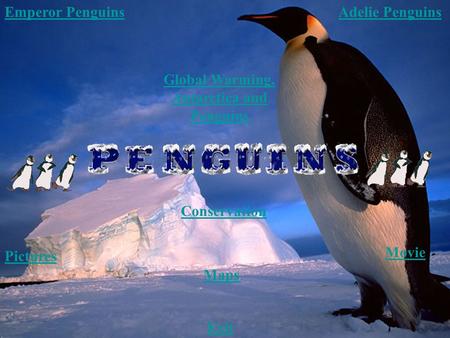 Global Warming, Antarctica and Penguins Adelie Penguins Pictures Emperor Penguins Conservation Maps Movie Exit.