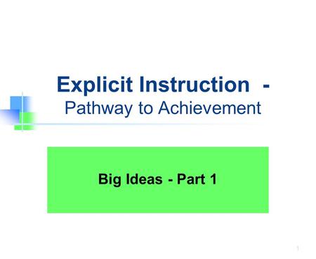 Explicit Instruction - Pathway to Achievement