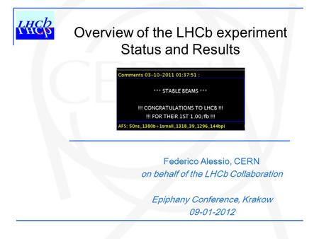 Overview of the LHCb experiment Status and Results