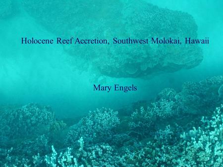 Holocene Reef Accretion, Southwest Molokai, Hawaii Mary Engels.