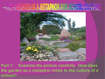 Part 1: Examine the picture carefully. How does the garden as a metaphor relate to the culture of a school?