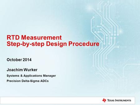 RTD Measurement Step-by-step Design Procedure