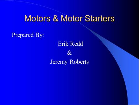 Motors & Motor Starters
