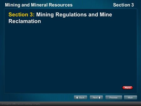 Section 3: Mining Regulations and Mine Reclamation