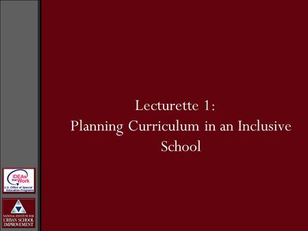 Lecturette 1: Planning Curriculum