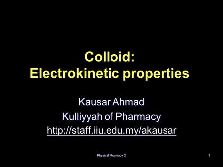 Colloid: Electrokinetic properties