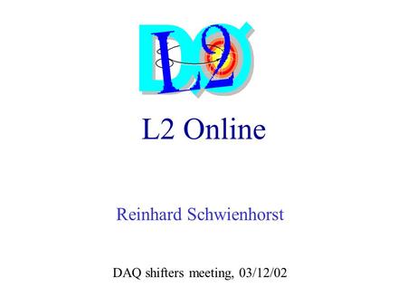 L2 Online Reinhard Schwienhorst DAQ shifters meeting, 03/12/02.