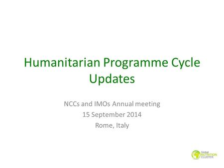 Humanitarian Programme Cycle Updates