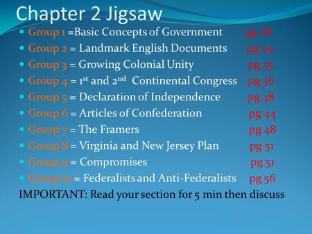 Chapter 2 Jigsaw Group 1 =Basic Concepts of Government pg 28