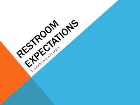 RESTROOM EXPECTATIONS 3 CORNERS ACTIVITY. WHAT RULE DOES THIS EXPECTATION FIT WITH? Use the restroom during passing time.