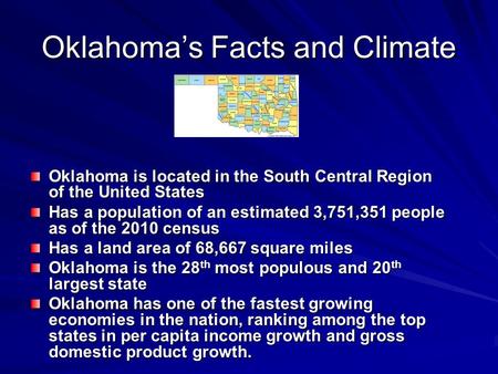 Oklahoma’s Facts and Climate