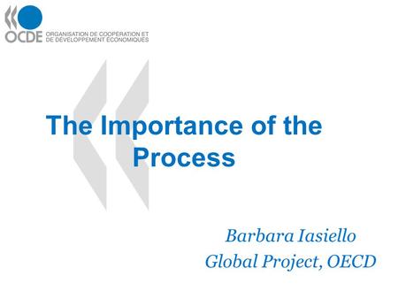 The Importance of the Process Barbara Iasiello Global Project, OECD.