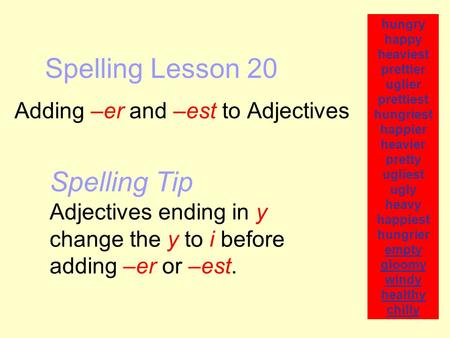 Adding –er and –est to Adjectives
