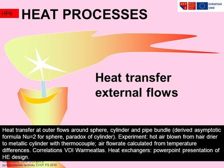 Heat transfer external flows Rudolf Žitný, Ústav procesní a zpracovatelské techniky ČVUT FS 2010 HEAT PROCESSES HP6 Heat transfer at outer flows around.